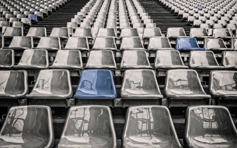 Gray and blue stadium seats